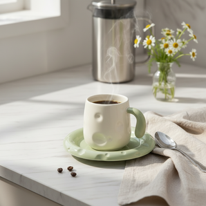 Coffee Cup & Saucer Set | Matcha Green