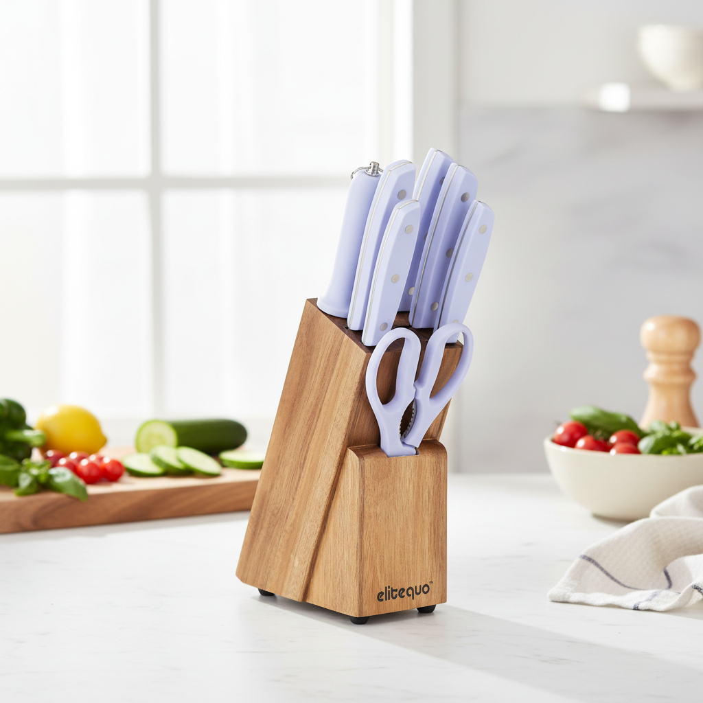 wooden knife block set